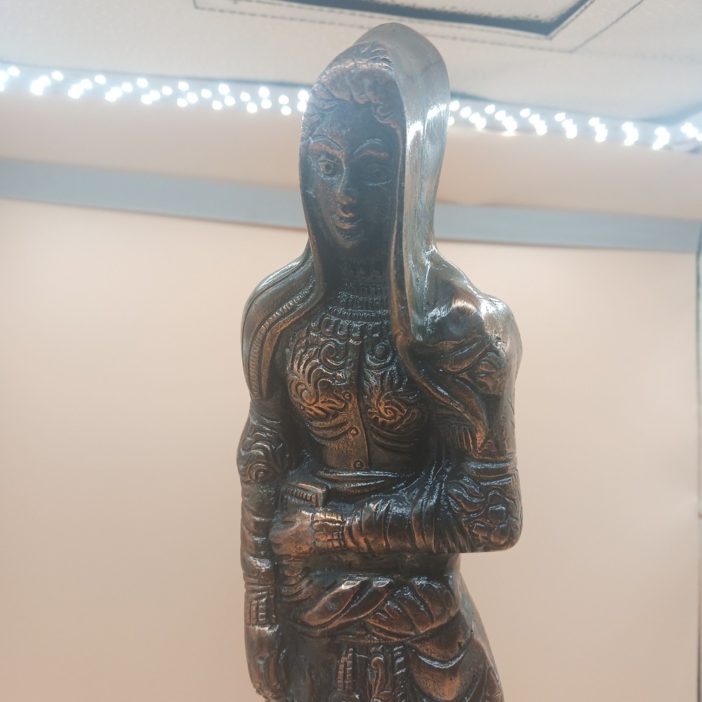 Double Sided Cast Metal Statue Mephistopheles Style Gothic Sculpture *patina - Picture 3 of 14